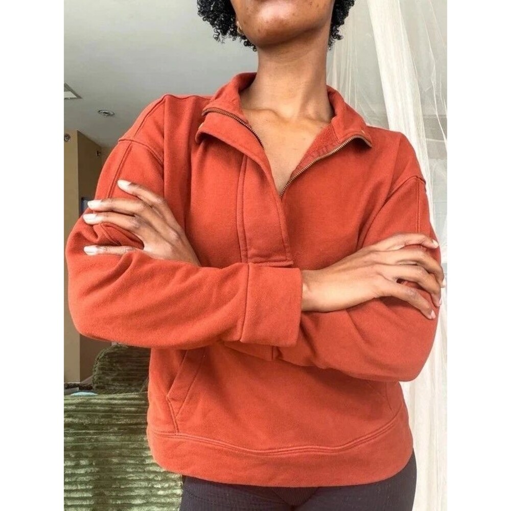 A New Day Copper Cropped Quarter Zip Sweater (Size: S)
